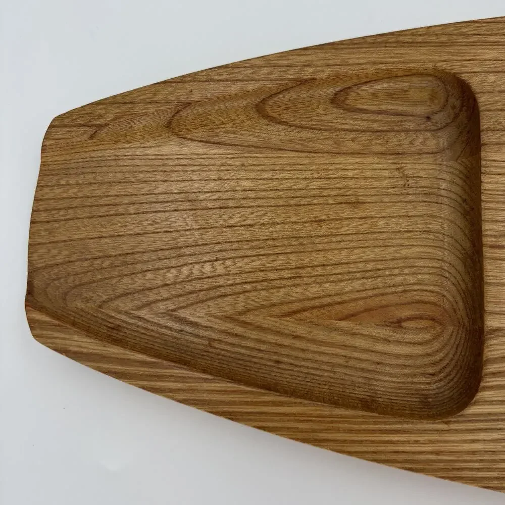Vintage Fred Press Sere Wood Serving Tray MCM Ceramic Inlay Appetizer Platter